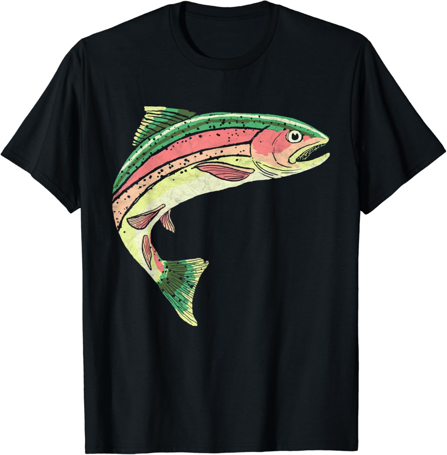 Vintage Rainbow Trout Fishing Retro Fish Graphic TShirt Amazon.co.uk
